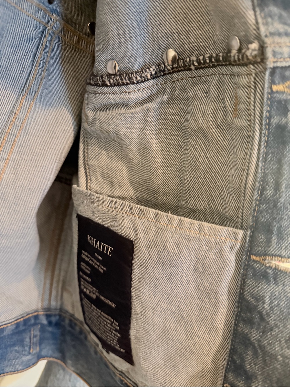 KHAITE Light Blue Rizzo Studded Denim Jacket M - Picture 7 of 7